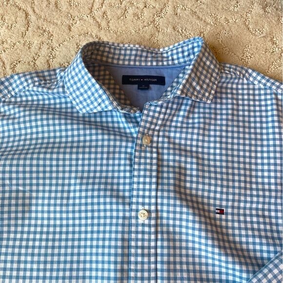 Men’s Tommy Hilfiger blue white button down shirt. - Picture 1 of 9